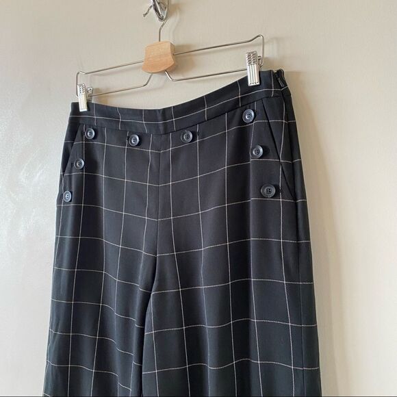 NORDSTROM-HALOGEN Plaid Wide Leg Crop Pants (Size:10) - Picture 5 of 12